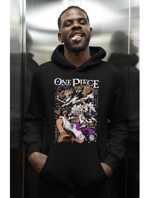 Sevbano One Piece Gear 5 Revenge Baskılı Unisex Oversize Monkey D. Luffy Anime Karakter Hoodie