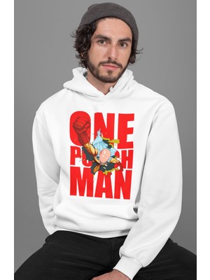 Sevbano Tasarım One Punch Man Baskılı Unisex Oversize Anime Hoodie