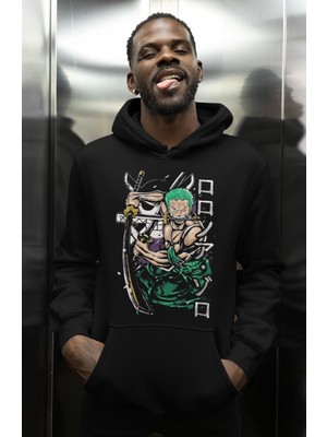 Sevbano Roronoa Zoro One Piece Baskılı Unisex Oversize Anime Dizi Karakter Hoodie