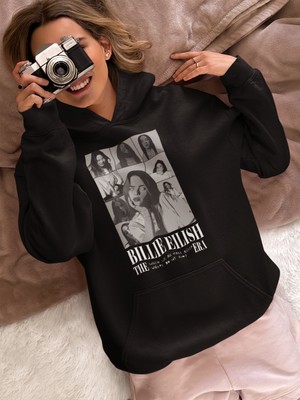 Sevbano Billie Eilish Tasarım Baskılı Unisex Oversize Şarkıcı Hoodie