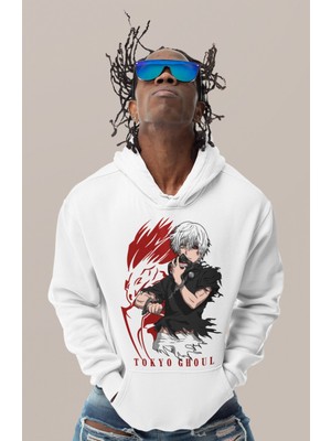 Sevbano Tokyo Ghoul Ken Kaneki Baskılı Unisex Oversize Anime Karakter Hoodie