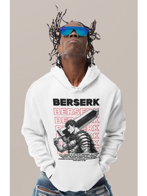 Sevbano Özel Tasarım Berserk Guts Baskılı Unisex Oversize Anime Karakter Hoodie