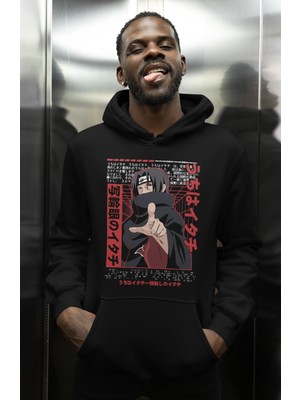Sevbano Uchiha Itachi Baskılı Unisex Oversize Naruto Anime Karakter Hoodie