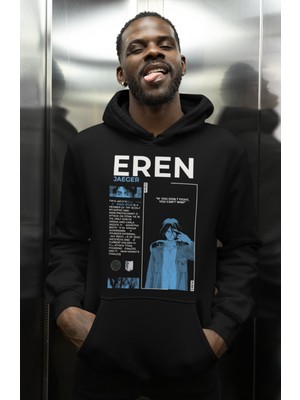 Sevbano Eren Yeager Attack On Titan Baskılı Unisex Oversize Anime Karakter Hoodie