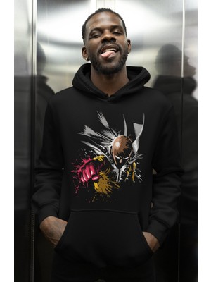 Sevbano Özel Tasarım One Punch Man Baskılı Unisex Oversize Anime Karakter Hoodie