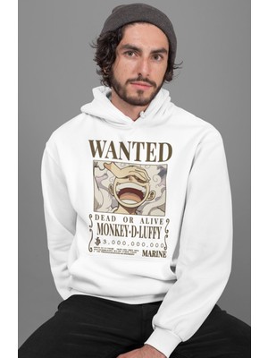 Sevbano Wanted Monkey D. Luıffy Baskılı Unisex Oversize One Piece Anime Hoodie