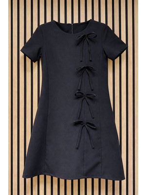 NerKids Kız Çocuk Fermuarlı Fiyonklu Elbise