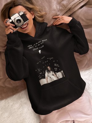 Sevbano Billie Eilish Baskılı Unisex Oversize Şarkıcı Hoodie