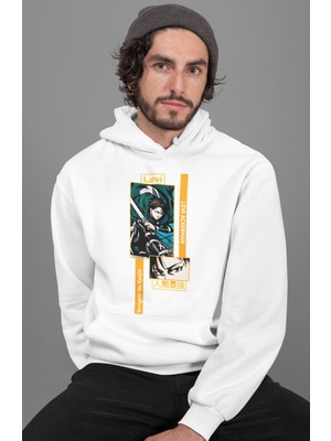 Sevbano Shingeki No Kyojin Levi Ackerman Baskılı Unisex Oversize Attack On Titan Anime Hoodie