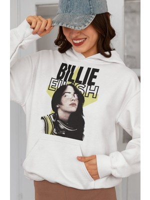 Sevbano Tasarım Billie Eilish Baskılı Unisex Oversize Şarkıcı Hoodie