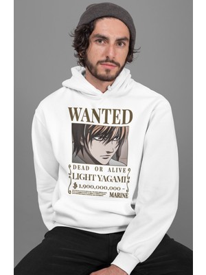 Sevbano Wanted Light Yagami Baskılı Unisex Oversize Anime Hoodie