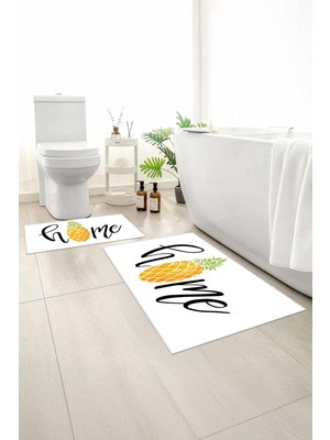 Monnhein 2 Li Banyo Paspası, Yumuşak Banyo Halısı, Kaymaz Tabanlı, Yıkanabilir - 60X100 - 50 X60
