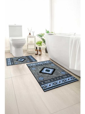 Monnhein 2 Li Banyo Paspası, Yumuşak Banyo Halısı, Kaymaz Tabanlı, Yıkanabilir - 60X100 - 50 X60