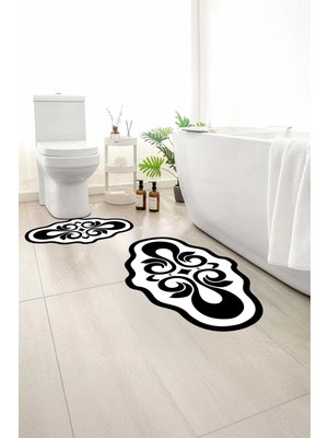 Monnhein 2 Li Banyo Paspası, Yumuşak Banyo Halısı, Kaymaz Tabanlı, Yıkanabilir - 60X100 - 50 X60