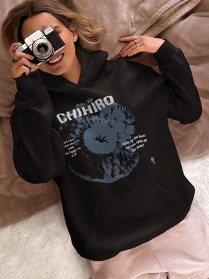 Sevbano Tasarım Billie Eilish Chihiro Baskılı Unisex Oversize Şarkıcı Hoodie