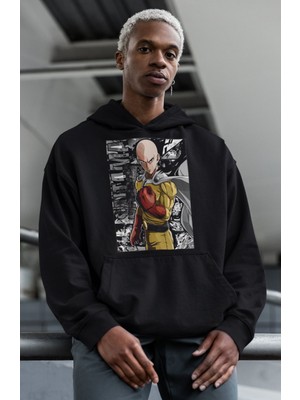 Sevbano Saitama One Punch Man Baskılı Unisex Oversize Anime Hoodie
