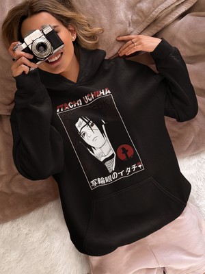 Sevbano Itachi Uchiha Naruto Baskılı Unisex Oversize Anime Karakter Hoodie