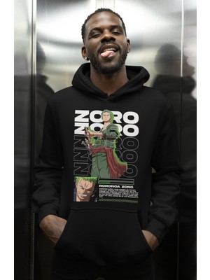 Sevbano Roronoa Zoro One Piece Baskılı Unisex Oversize Anime Karakter Hoodie