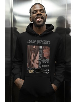 Sevbano Eren Yeager Attack On Titan Baskılı Unisex Oversize Anime Karakter Hoodie