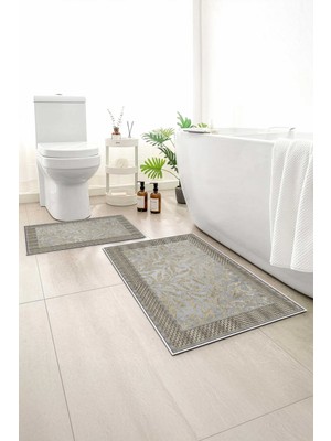 Monnhein 2 Li Banyo Paspası, Yumuşak Banyo Halısı, Kaymaz Tabanlı, Yıkanabilir - 60X100 - 50 X60