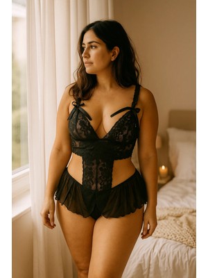 MiraLive Siyah Rüya Dantel Gecelik