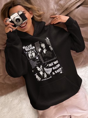 Sevbano Billie Eilish Hit Me Hard And Soft Baskılı Unisex Oversize Şarkıcı Hoodie