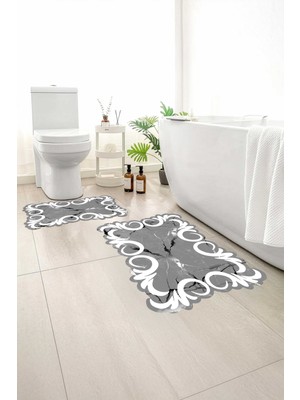 Monnhein 2 Li Banyo Paspası, Yumuşak Banyo Halısı, Kaymaz Tabanlı, Yıkanabilir - 60X100 - 50 X60