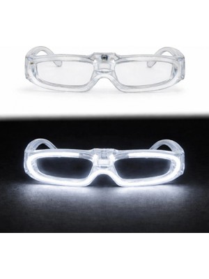 MiraLive Beyaz LED Işıklı Parti Gözlüğü 3 Modlu – Glow - Gece Eğlence Gözlüğü (4887)