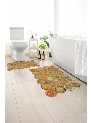 Monnhein 2 Li Banyo Paspası, Yumuşak Banyo Halısı, Kaymaz Tabanlı, Yıkanabilir - 60X100 - 50 X60