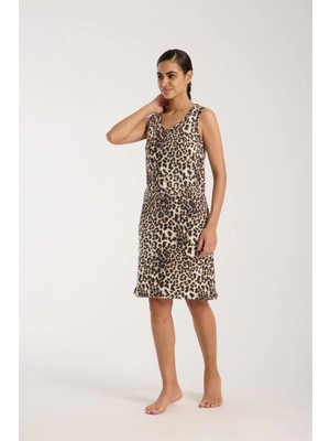 MiraLive Miray- Kadın Leopar Desenli Gecelik