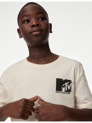 Marks & Spencer Saf Pamuklu Mtv™ Baskılı Çocuk Pijama Takımı (6-16 Yaş)