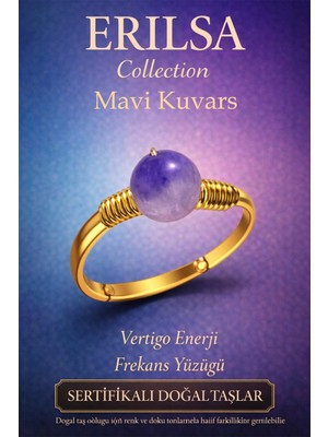 Erilsa Sertifikalı Vertigo Enerji Yüzüğü – Mavi Kuvars Ayarlanabilir Gold Ince Kasa Balık Kova Burcu