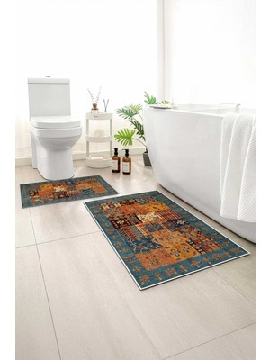 Monnhein 2 Li Banyo Paspası, Yumuşak Banyo Halısı, Kaymaz Tabanlı, Yıkanabilir - 60X100 - 50 X60