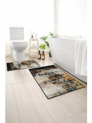 Monnhein 2 Li Banyo Paspası, Yumuşak Banyo Halısı, Kaymaz Tabanlı, Yıkanabilir - 60X100 - 50 X60