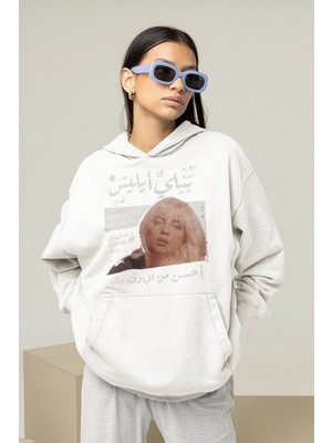 Sevbano Tasarım Billie Eilish Baskılı Unisex Oversize Şarkıcı Hoodie