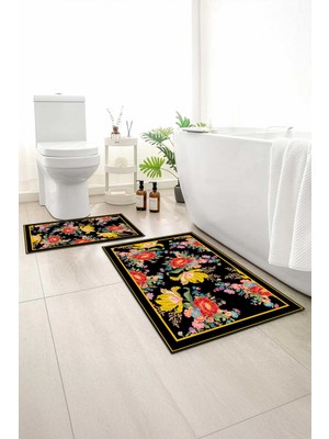 Monnhein 2 Li Banyo Paspası, Yumuşak Banyo Halısı, Kaymaz Tabanlı, Yıkanabilir - 60X100 - 50 X60