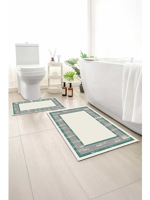 Monnhein 2 Li Banyo Paspası, Yumuşak Banyo Halısı, Kaymaz Tabanlı, Yıkanabilir - 60X100 - 50 X60