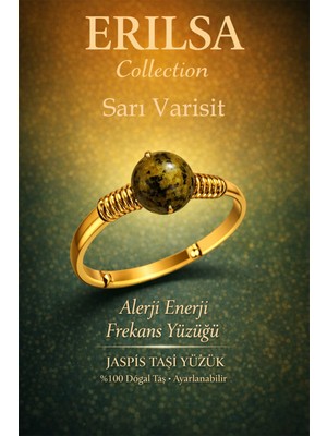 Erilsa Sertifikalı Alerji Enerji Frekans Yüzüğü – Sarı Varisit Taşı Ayarlamalı Gold Ince Kasa Başak Boğa
