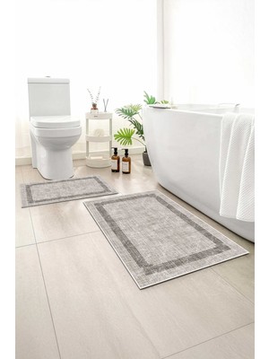 Monnhein 2 Li Banyo Paspası, Yumuşak Banyo Halısı, Kaymaz Tabanlı, Yıkanabilir - 60X100 - 50 X60