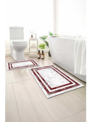 Monnhein 2 Li Banyo Paspası, Yumuşak Banyo Halısı, Kaymaz Tabanlı, Yıkanabilir - 60X100 - 50 X60