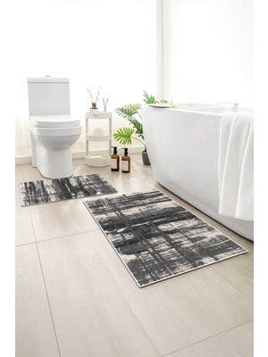 Monnhein 2 Li Banyo Paspası, Yumuşak Banyo Halısı, Kaymaz Tabanlı, Yıkanabilir - 60X100 - 50 X60
