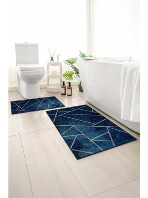 Monnhein 2 Li Banyo Paspası, Yumuşak Banyo Halısı, Kaymaz Tabanlı, Yıkanabilir - 60X100 - 50 X60