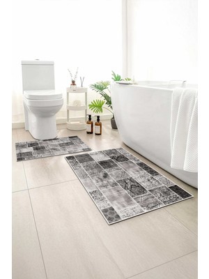 Monnhein 2 Li Banyo Paspası, Yumuşak Banyo Halısı, Kaymaz Tabanlı, Yıkanabilir - 60X100 - 50 X60