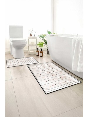Monnhein 2 Li Banyo Paspası, Yumuşak Banyo Halısı, Kaymaz Tabanlı, Yıkanabilir - 60X100 - 50 X60