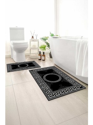 Monnhein 2 Li Banyo Paspası, Yumuşak Banyo Halısı, Kaymaz Tabanlı, Yıkanabilir - 60X100 - 50 X60