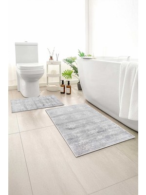 Monnhein 2 Li Banyo Paspası, Yumuşak Banyo Halısı, Kaymaz Tabanlı, Yıkanabilir - 60X100 - 50 X60