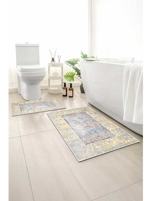 Monnhein 2 Li Banyo Paspası, Yumuşak Banyo Halısı, Kaymaz Tabanlı, Yıkanabilir - 60X100 - 50 X60