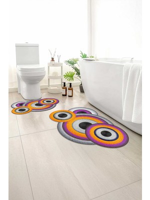 Monnhein 2 Li Banyo Paspası, Yumuşak Banyo Halısı, Kaymaz Tabanlı, Yıkanabilir - 60X100 - 50 X60