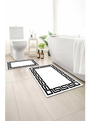 Monnhein 2 Li Banyo Paspası, Yumuşak Banyo Halısı, Kaymaz Tabanlı, Yıkanabilir - 60X100 - 50 X60
