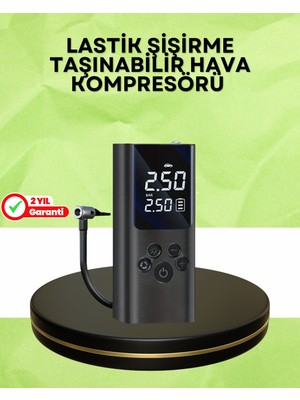 Verto USB Şarjlı Taşınabilir Hava Kompresörü Dijital Ekranlı